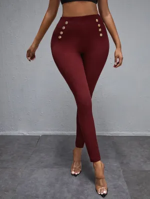 Elegant Plain High Waist Long Women Pants