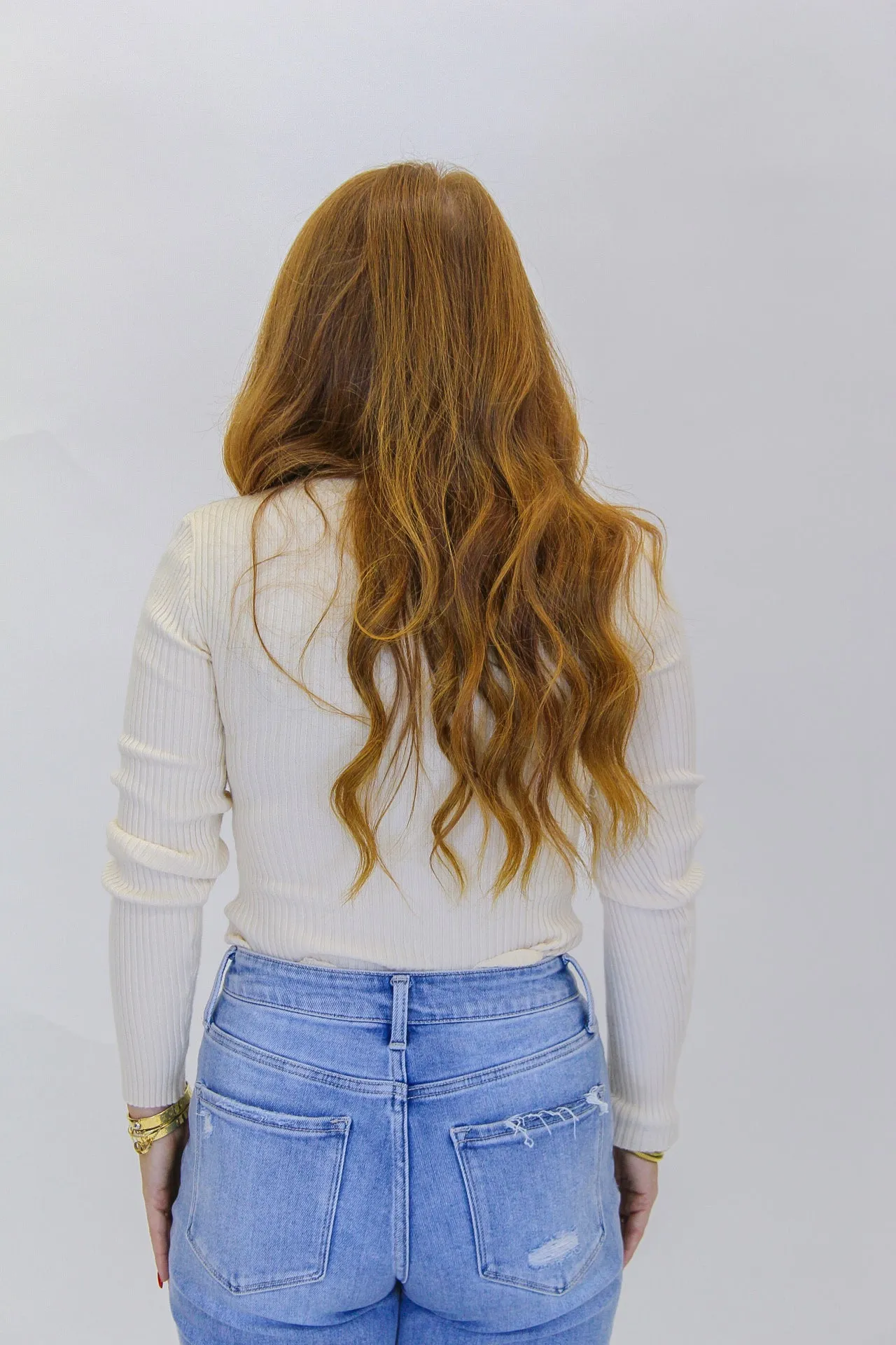Fall in Love Square Neck Ribbed Top- Cream