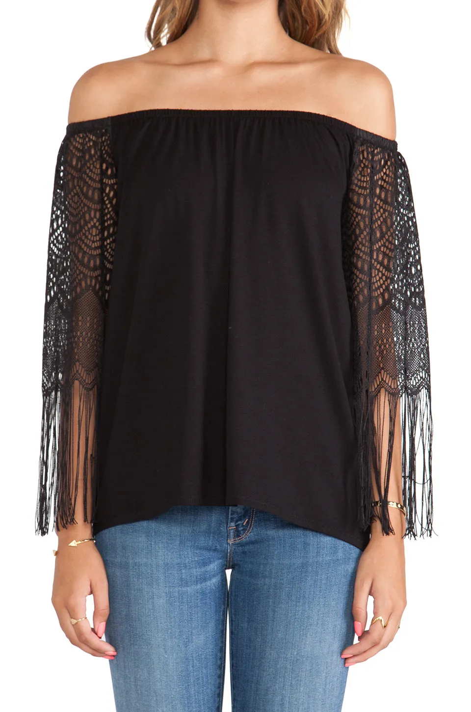 Farrah Off Shoulder Top (BLACK)-VT9214