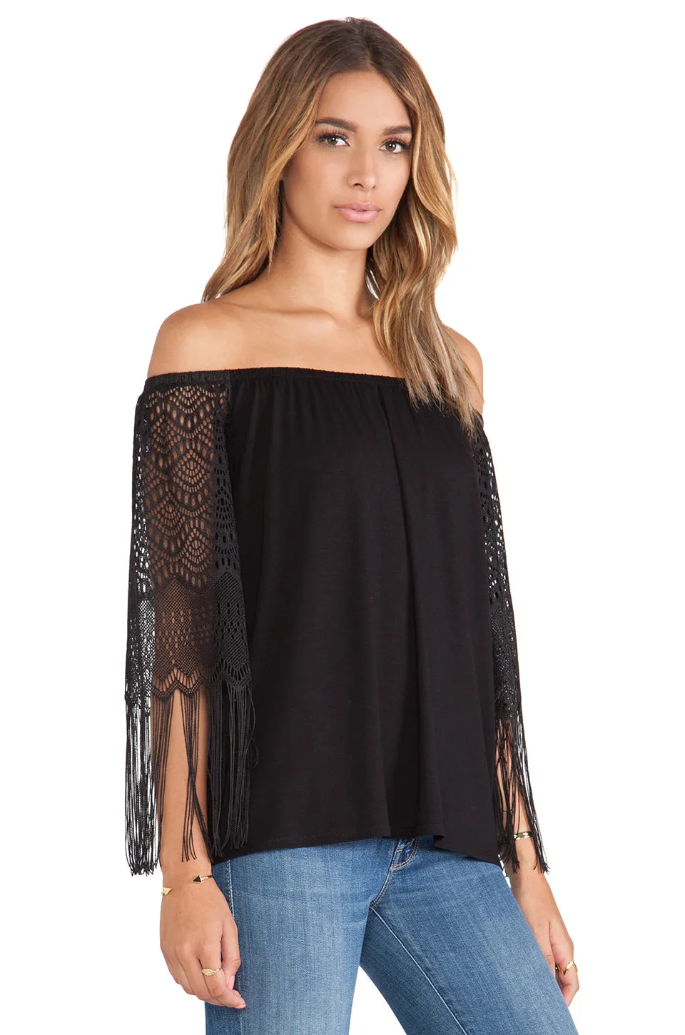 Farrah Off Shoulder Top (BLACK)-VT9214