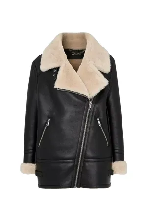 Faux Fur Aviator Biker Jacket