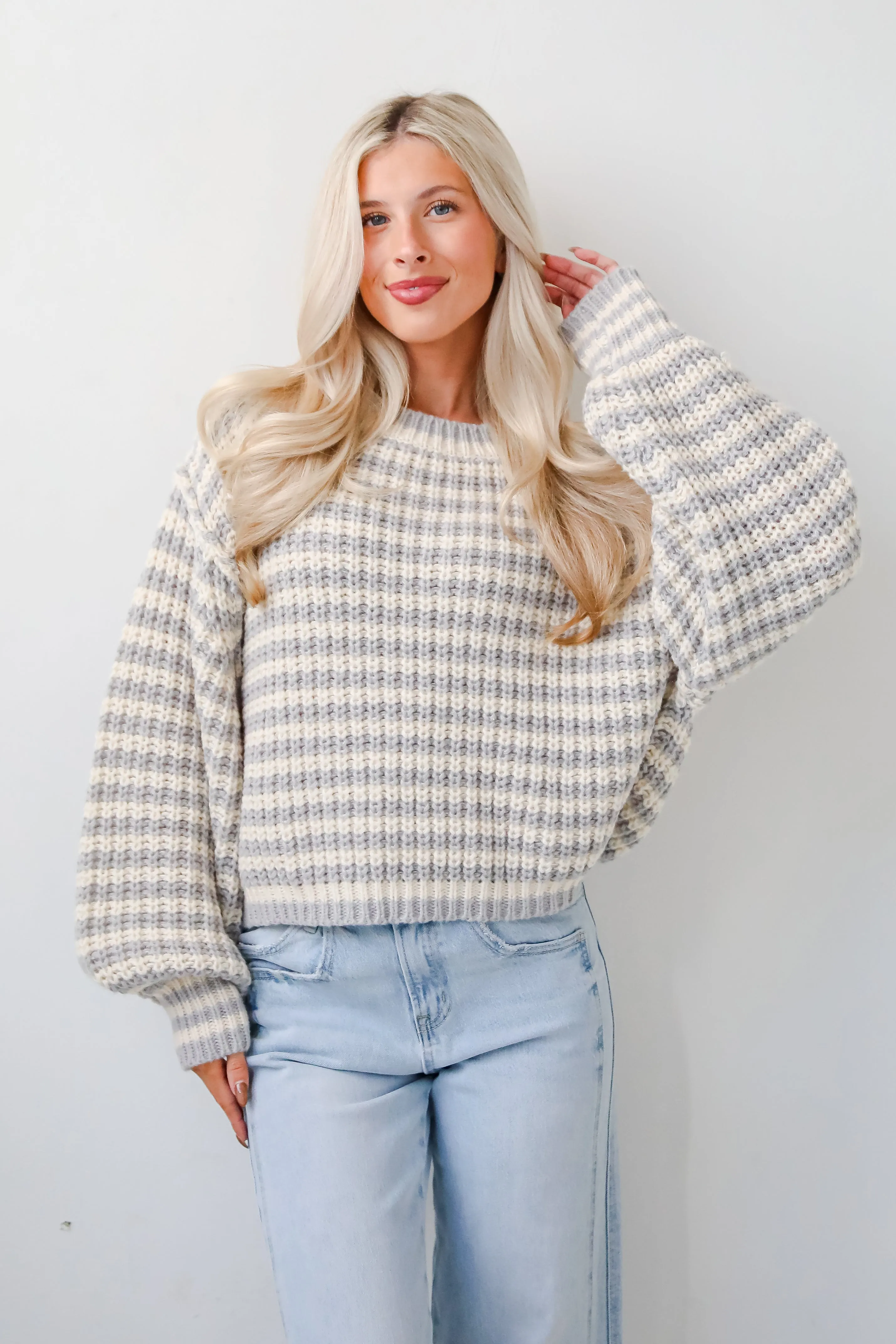 FINAL SALE - Windy Weather Ivory Striped Sweater