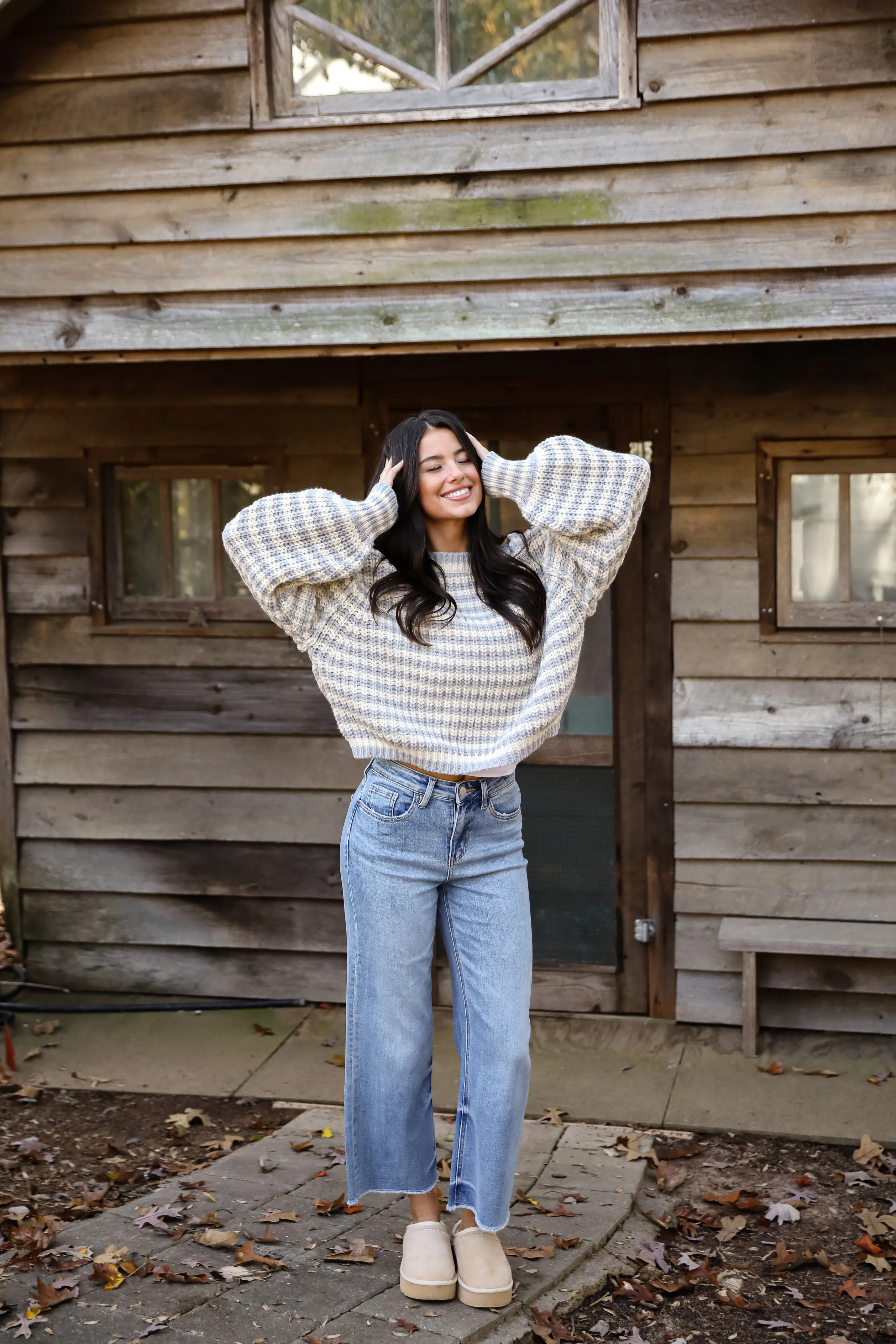 FINAL SALE - Windy Weather Ivory Striped Sweater