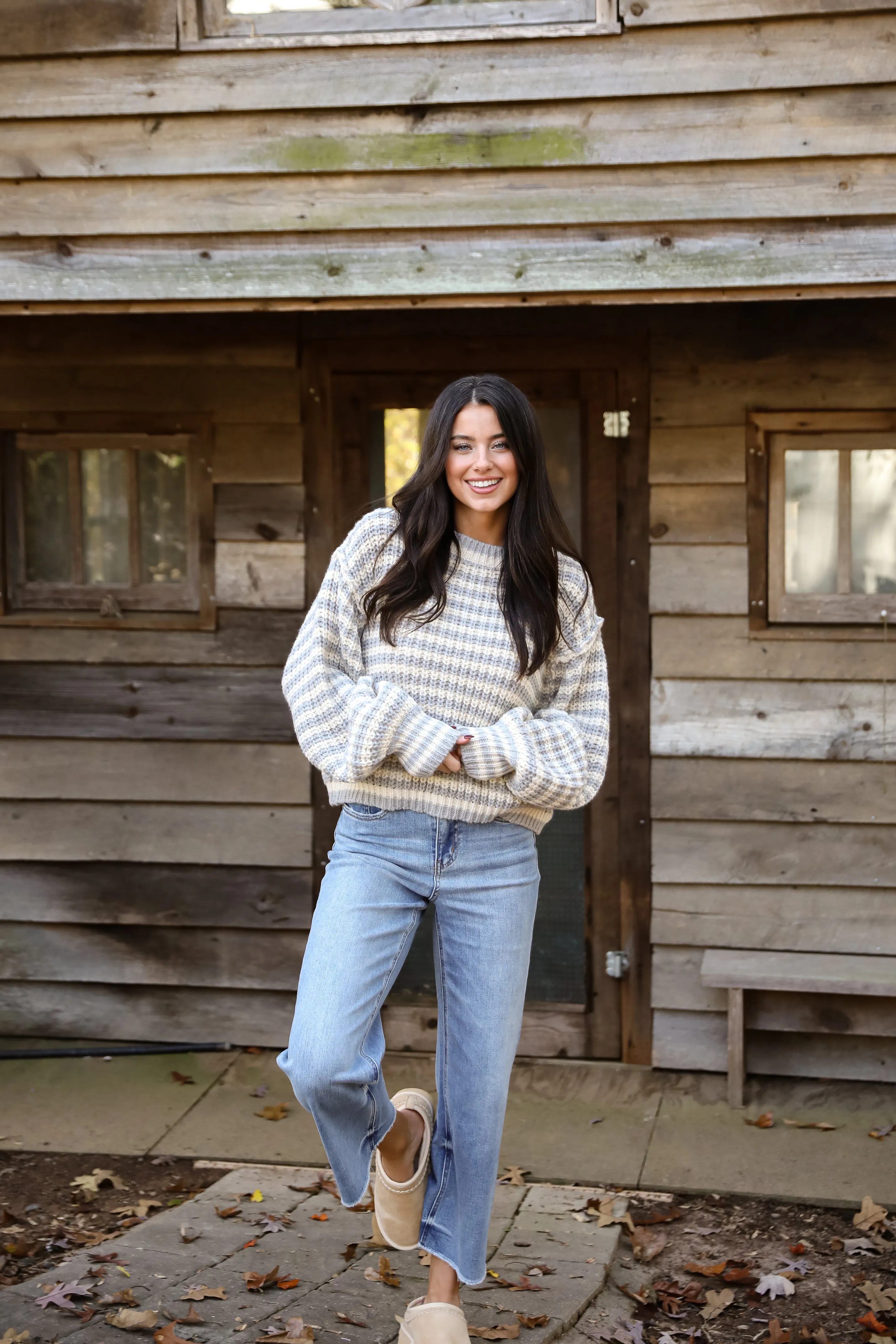 FINAL SALE - Windy Weather Ivory Striped Sweater