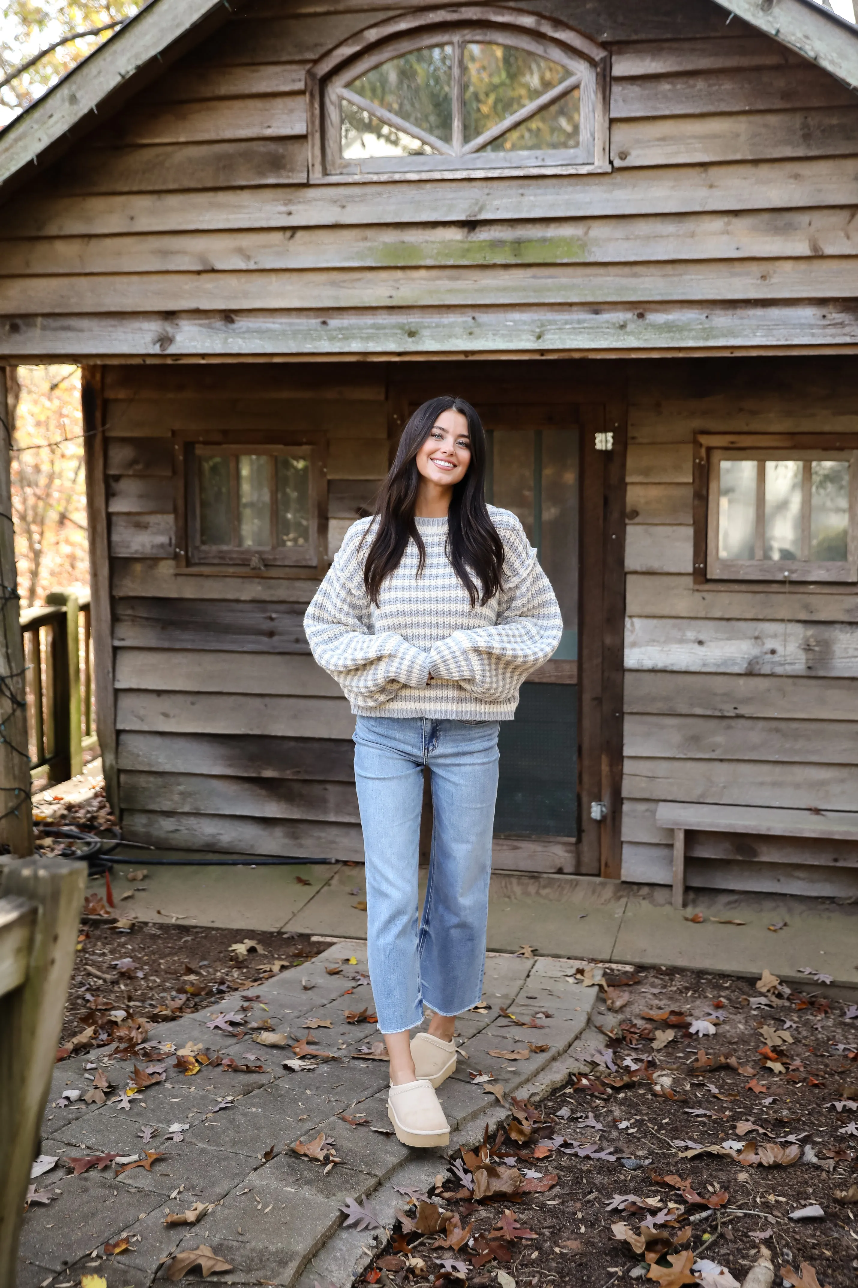 FINAL SALE - Windy Weather Ivory Striped Sweater