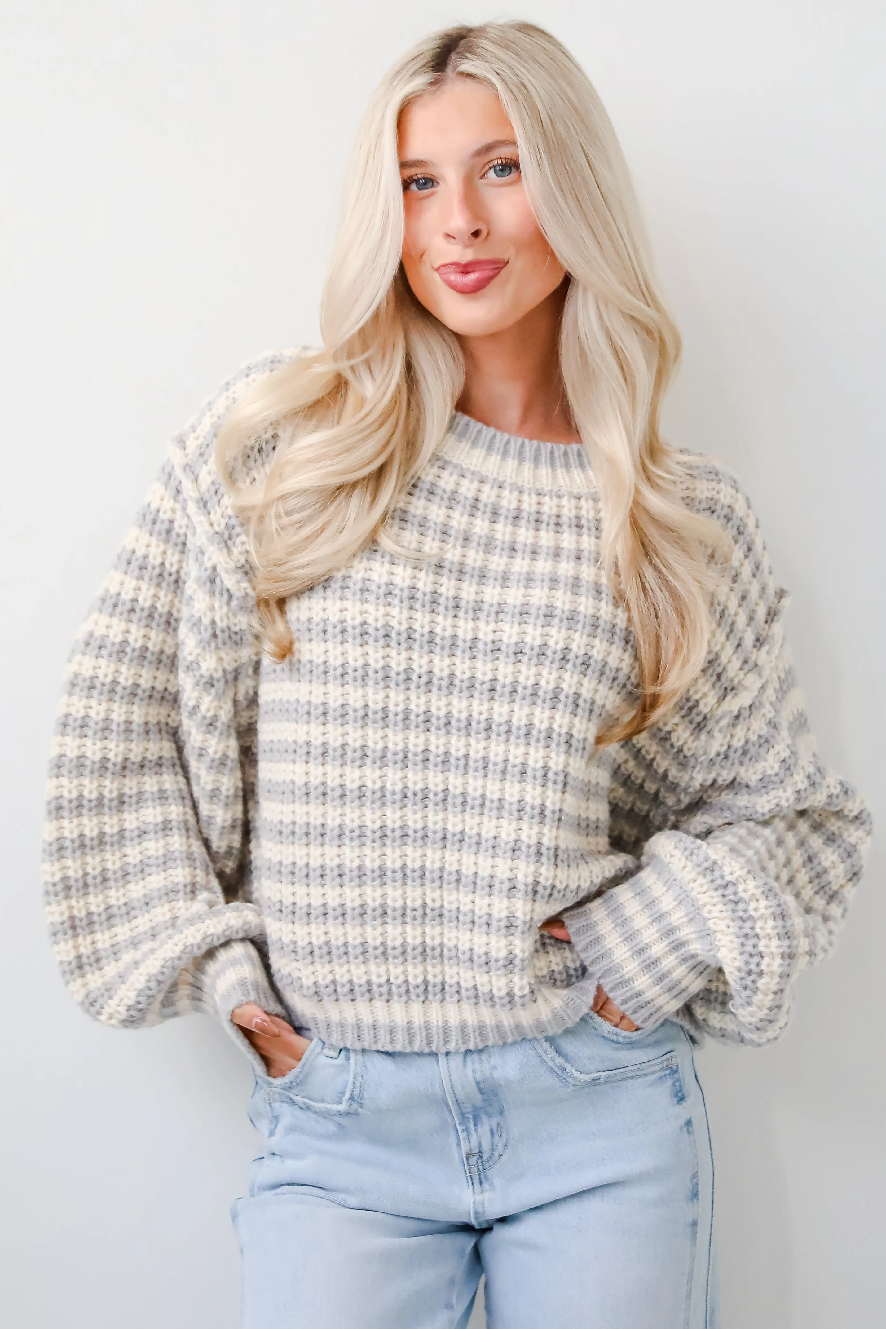 FINAL SALE - Windy Weather Ivory Striped Sweater