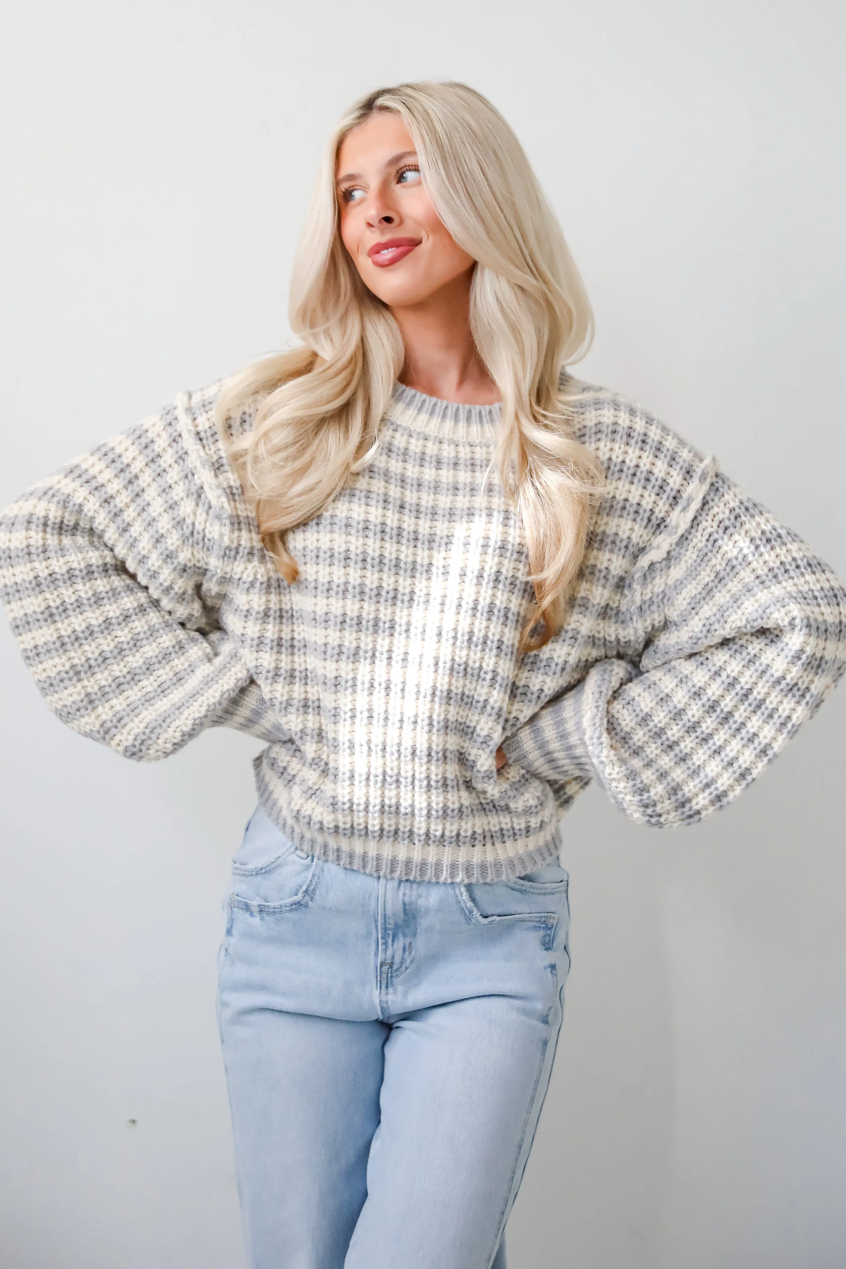 FINAL SALE - Windy Weather Ivory Striped Sweater
