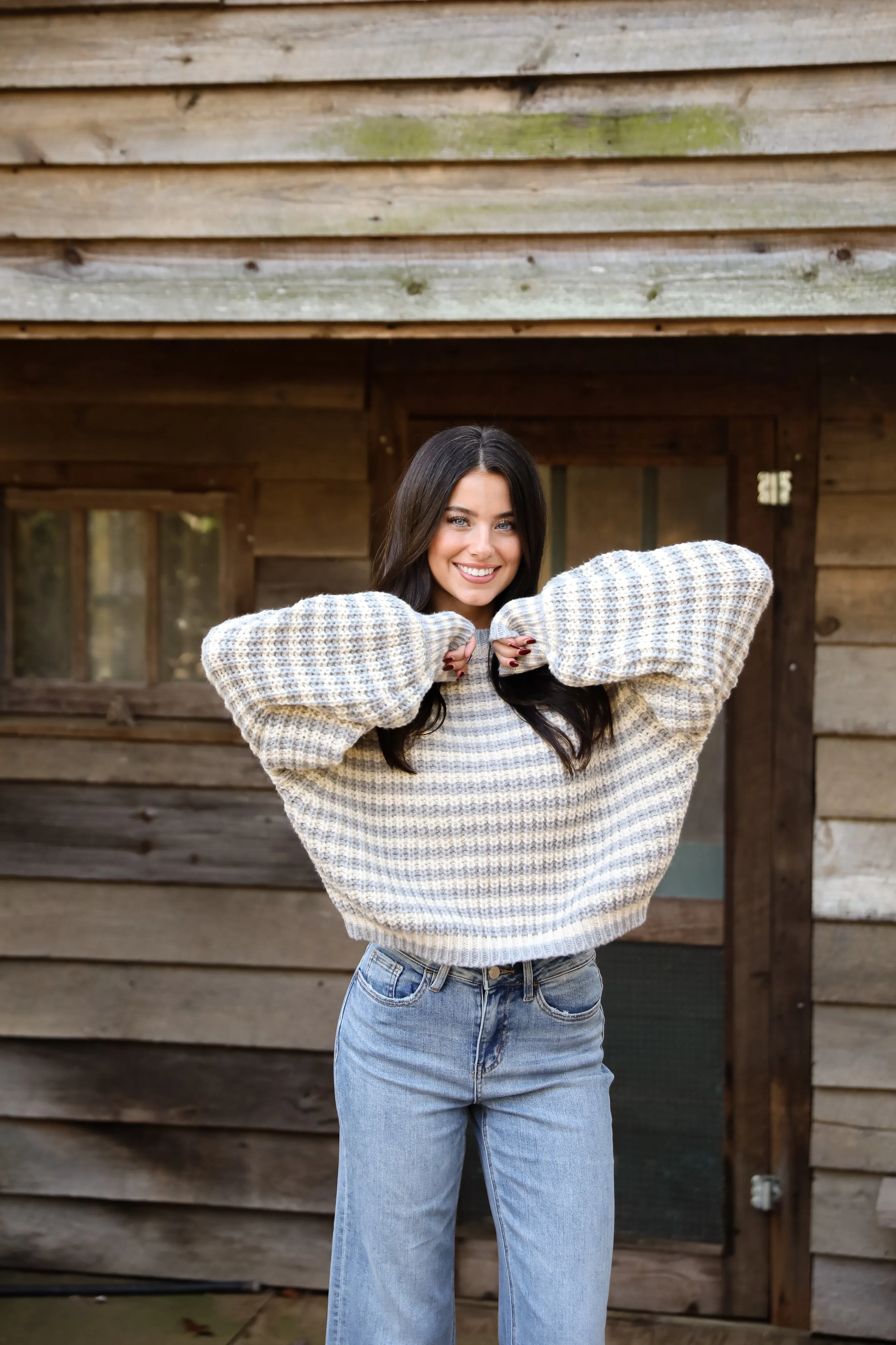 FINAL SALE - Windy Weather Ivory Striped Sweater