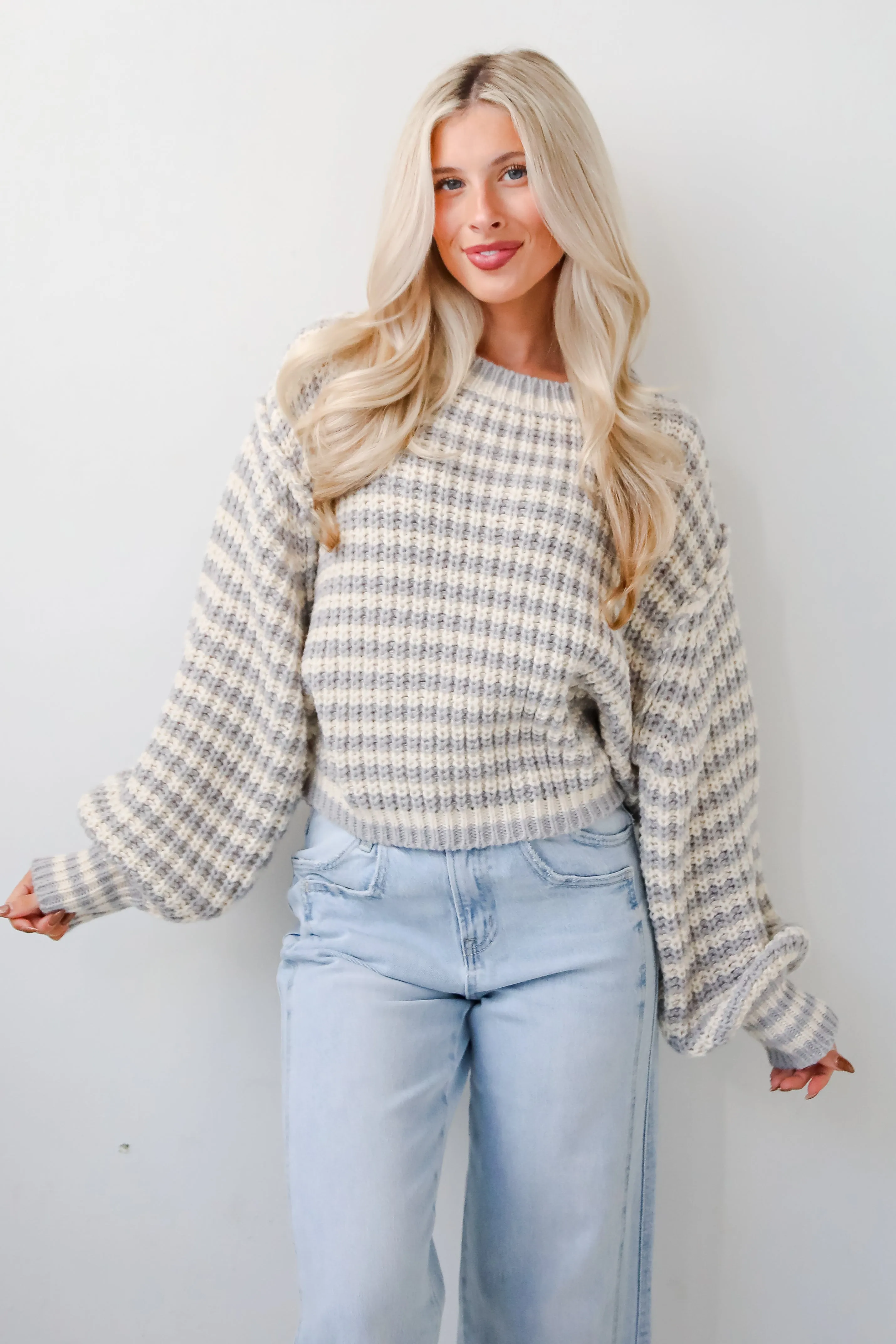 FINAL SALE - Windy Weather Ivory Striped Sweater