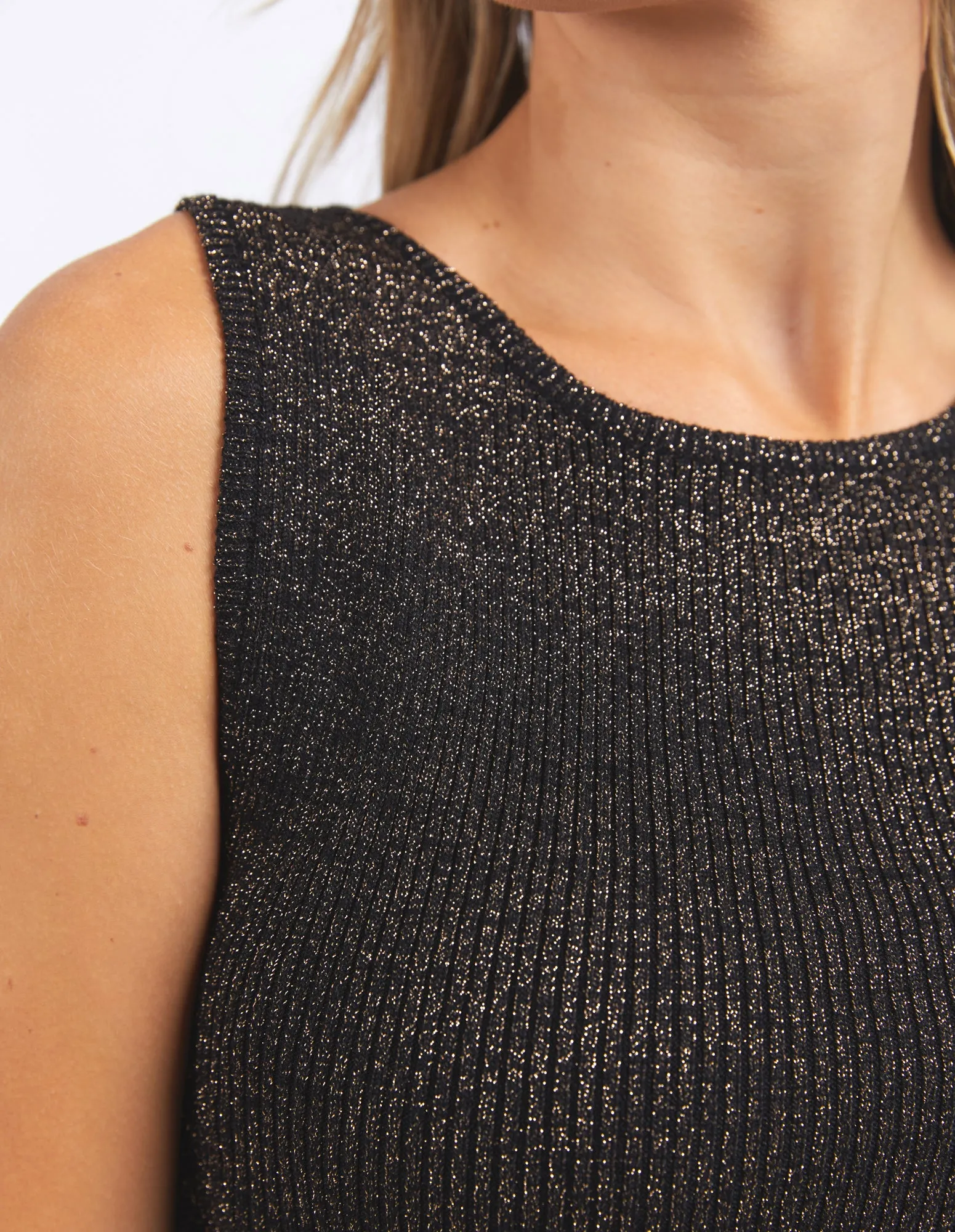 Foxwood Tessa Metallic Knit Tank - Black