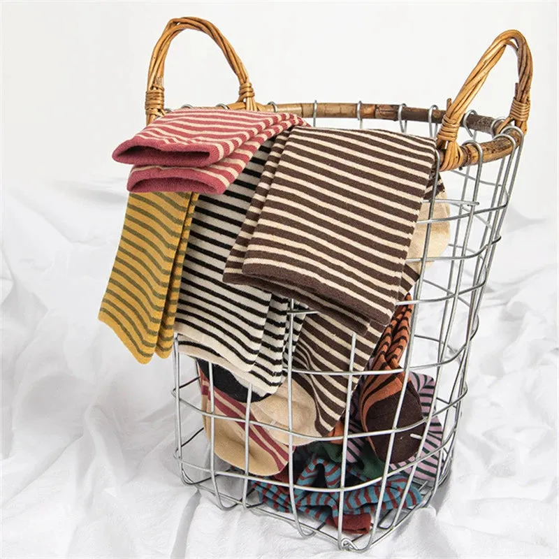 French Retro Striped Cotton College Socks