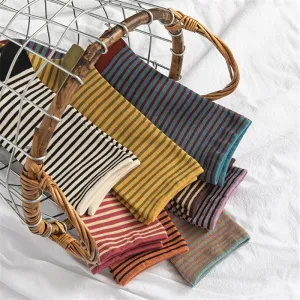 French Retro Striped Cotton College Socks