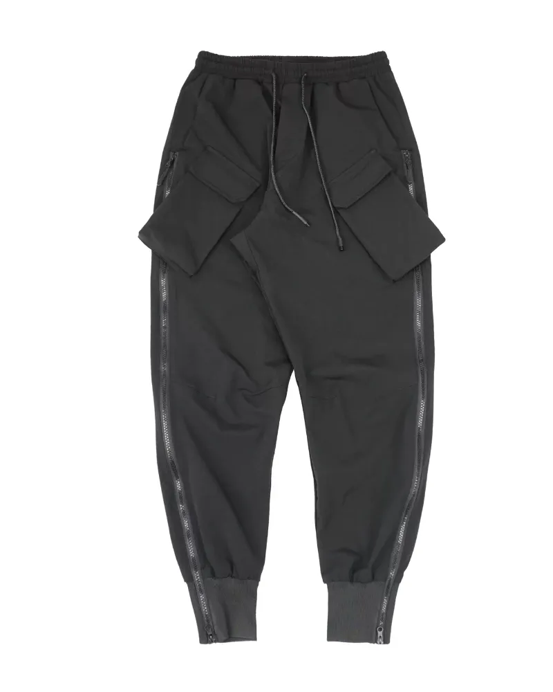 Functional Zipper Sports Elastic Cargo Pants