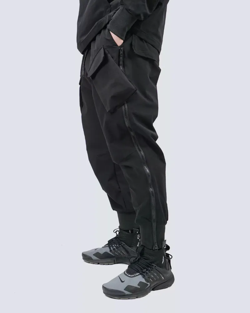 Functional Zipper Sports Elastic Cargo Pants