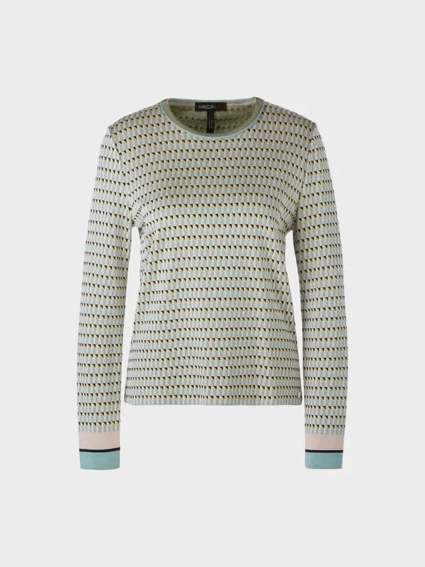 GEOMETRIC PATTERNED FINE KNIT TOP