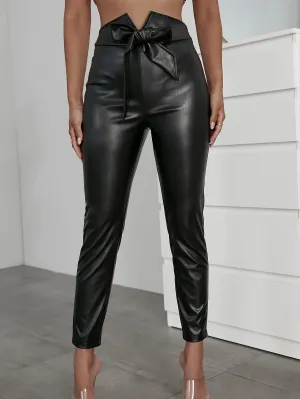 Glamorous Plain Bow Front High Waist Cropped Women Pants