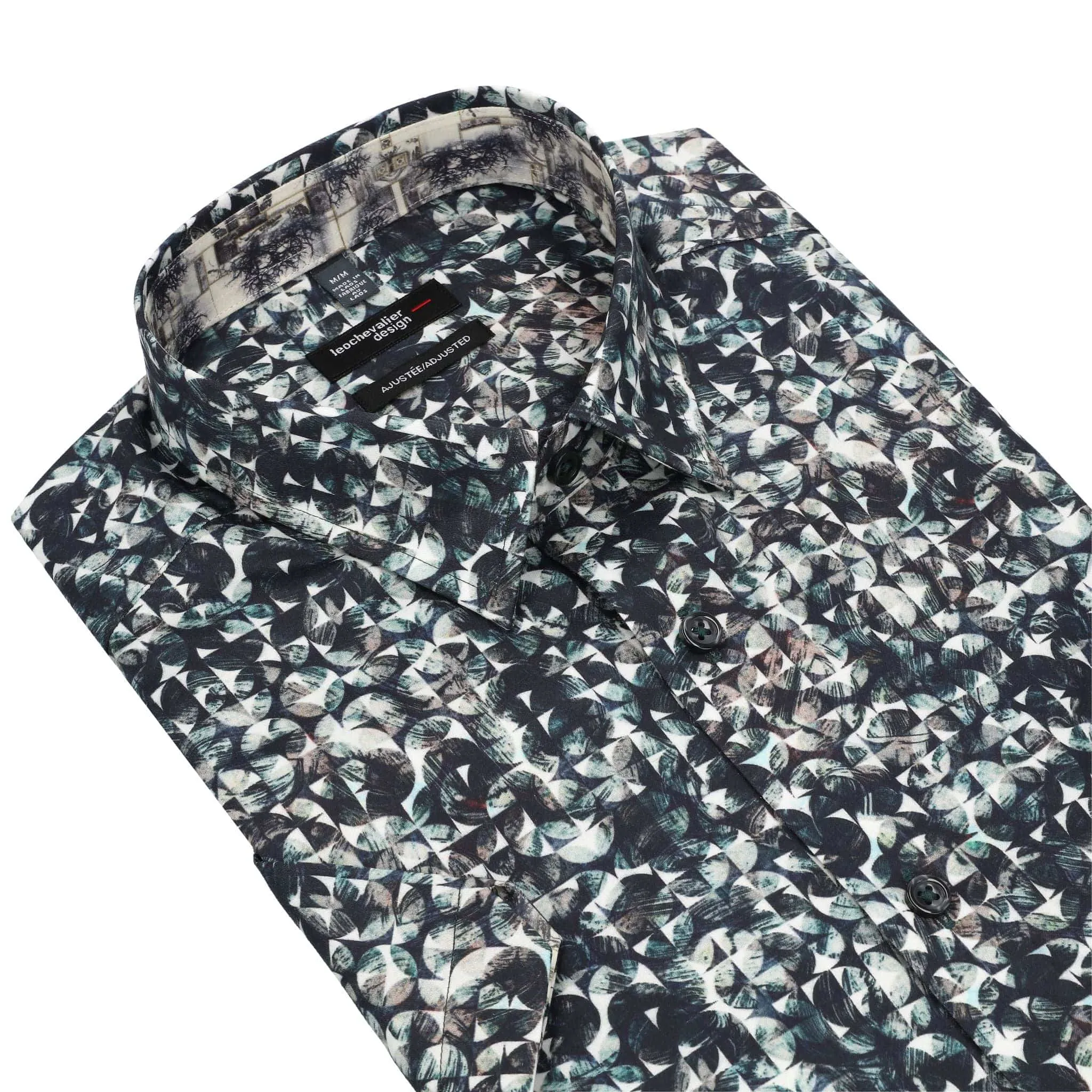 Green Abstract Print Short Sleeve Shirt