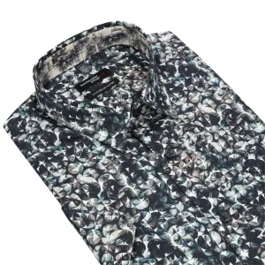 Green Abstract Print Short Sleeve Shirt