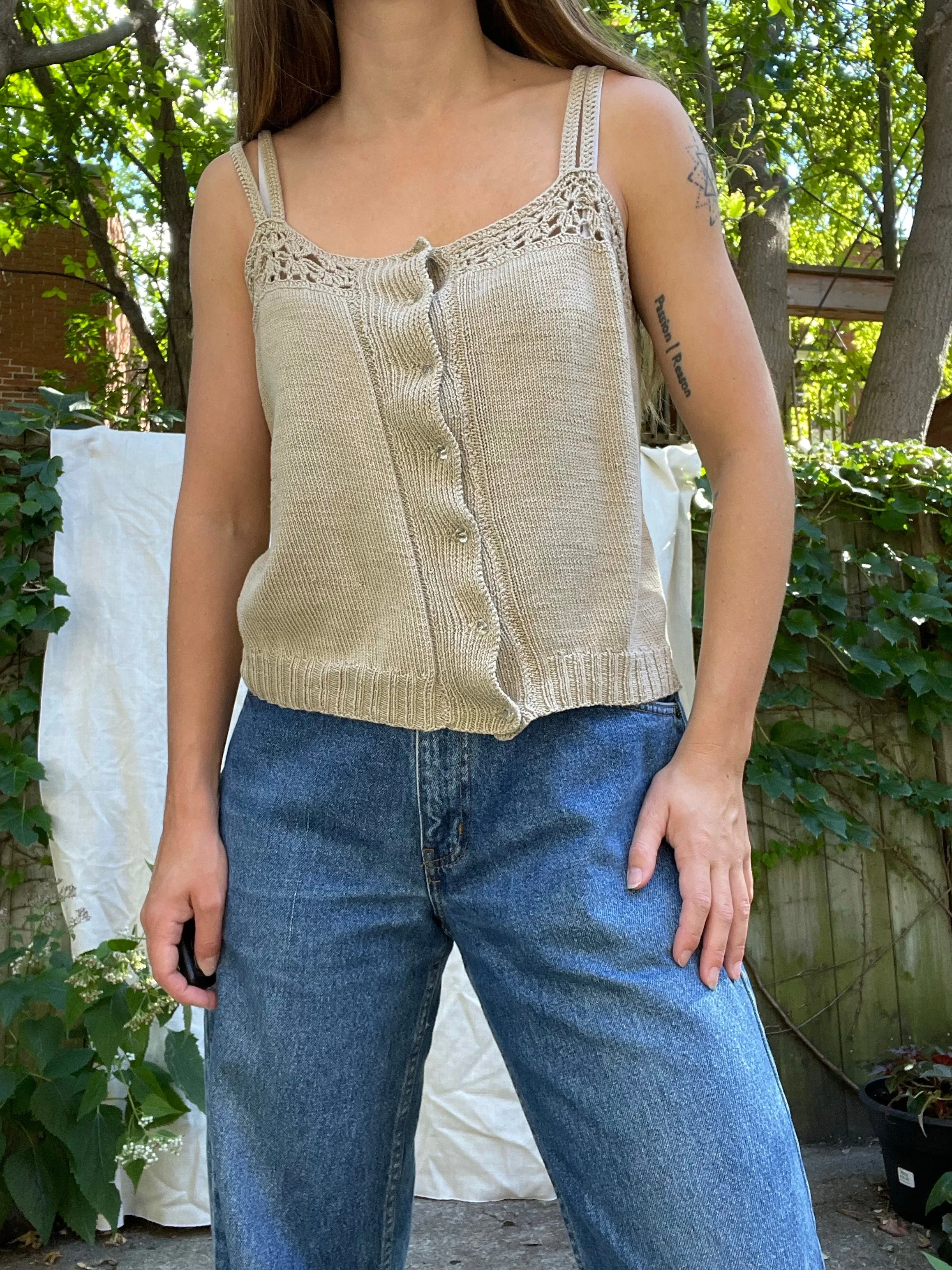 Handmade Square-Neck Knit Tank - M/L