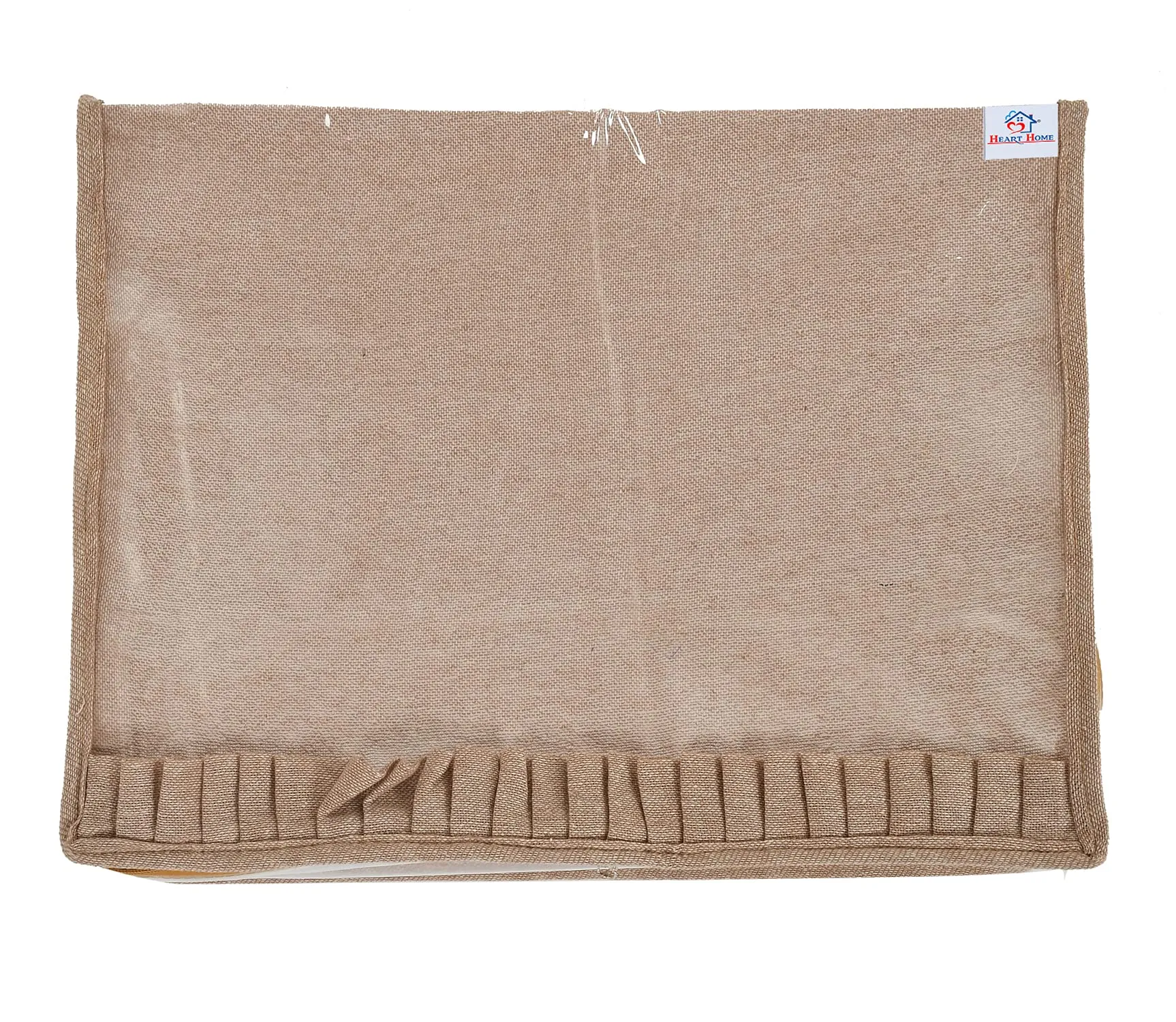 Heart Home Laminated Transparent Waterproof Underbed Storage Bag, Storage Organiser For Quilts, Blankets, Pillows, Bedsheets, Towels, Summer and Winter Cloth (Ivory)-HS_38_HEARTH21449