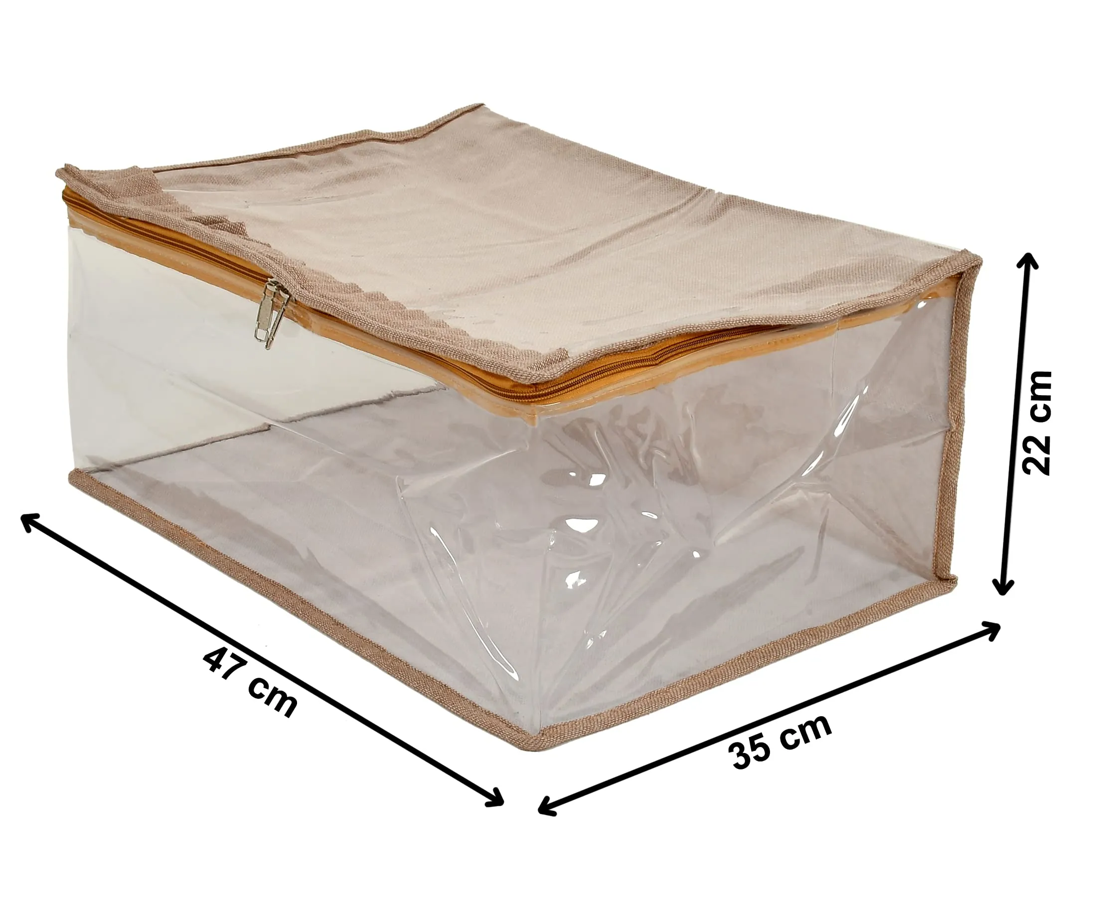 Heart Home Laminated Transparent Waterproof Underbed Storage Bag, Storage Organiser For Quilts, Blankets, Pillows, Bedsheets, Towels, Summer and Winter Cloth (Ivory)-HS_38_HEARTH21449