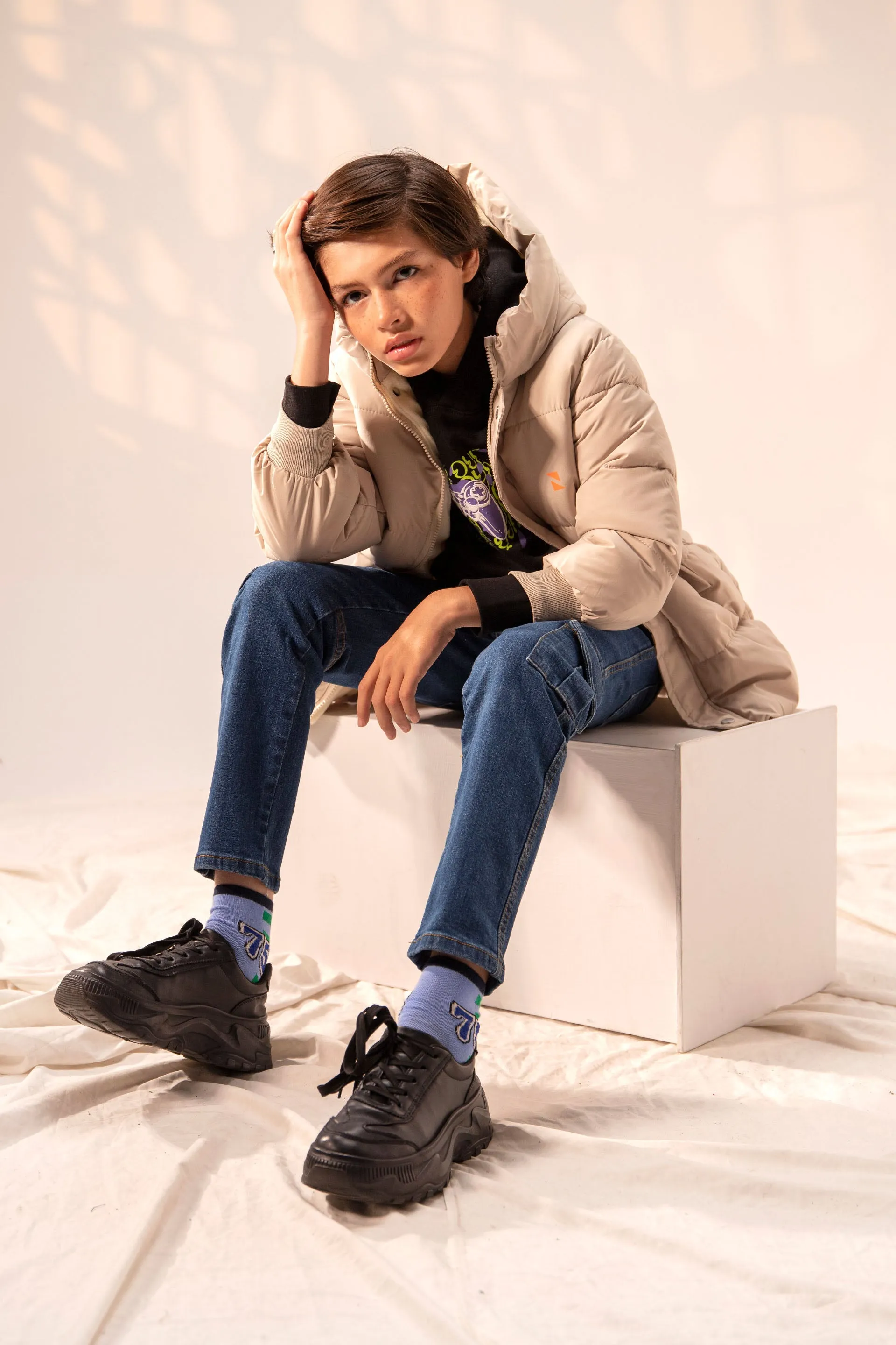 Hooded Puffer Beige