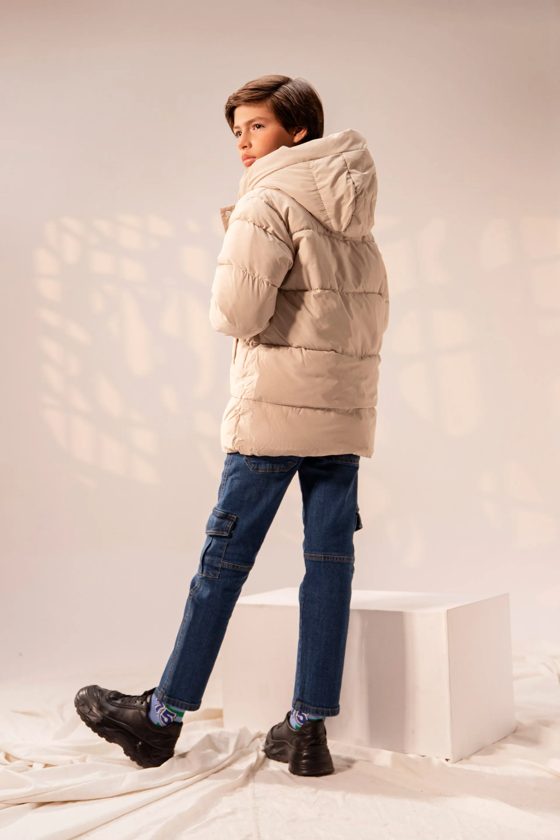 Hooded Puffer Beige