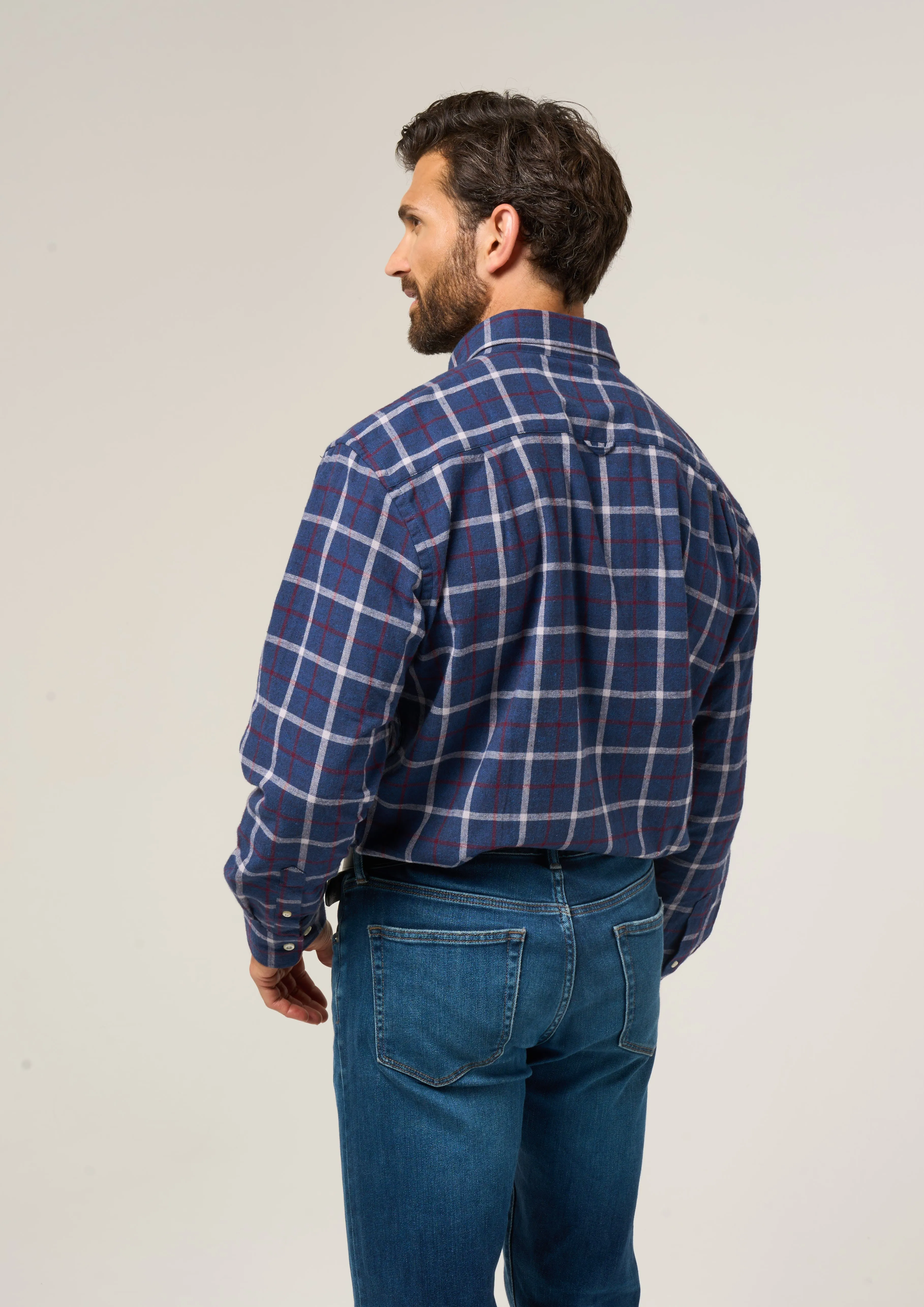 Ilkley Flannel Check Shirt In Blue - Shooting Fit