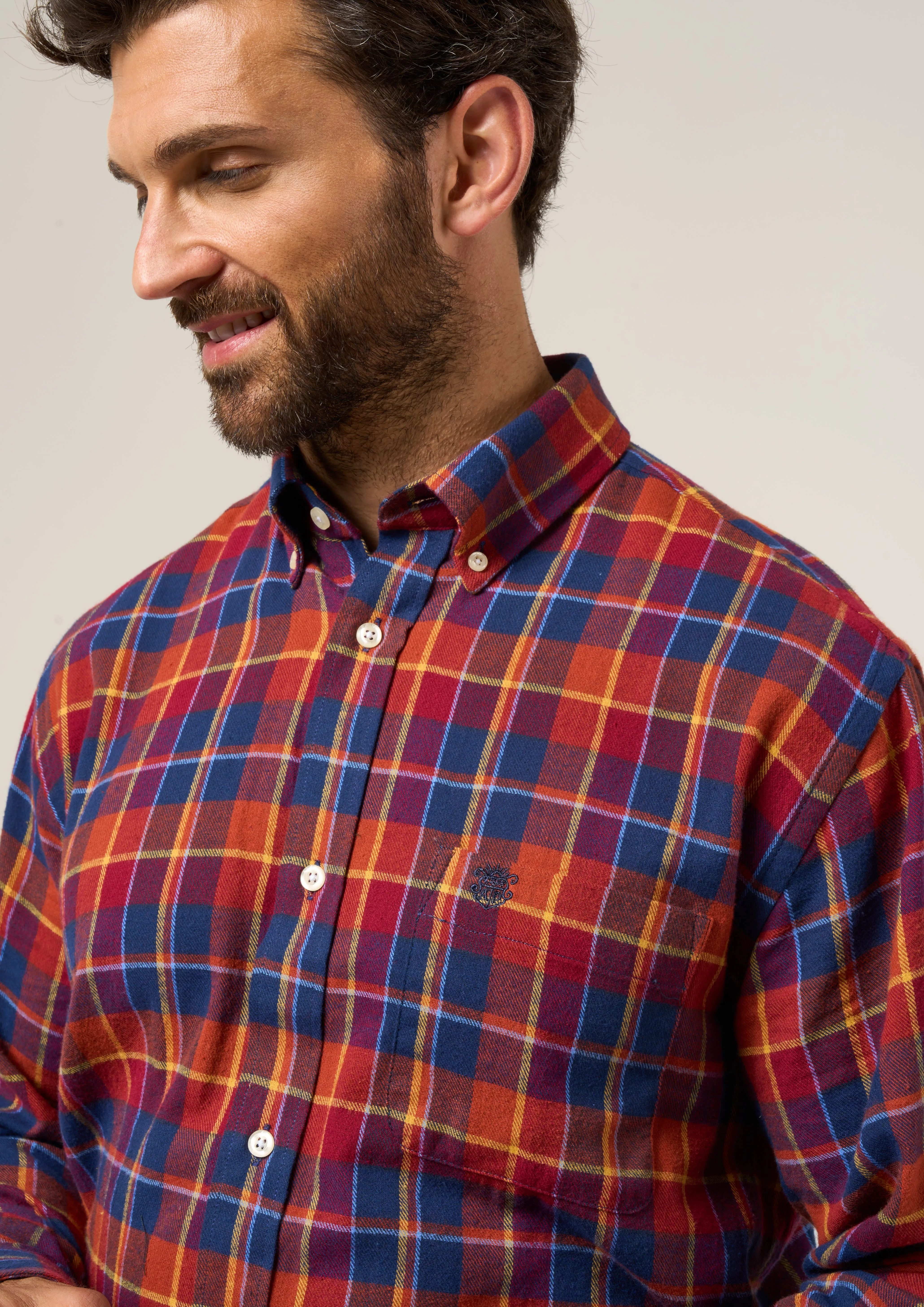 Ilkley Flannel Check Shirt In Red - Shooting Fit