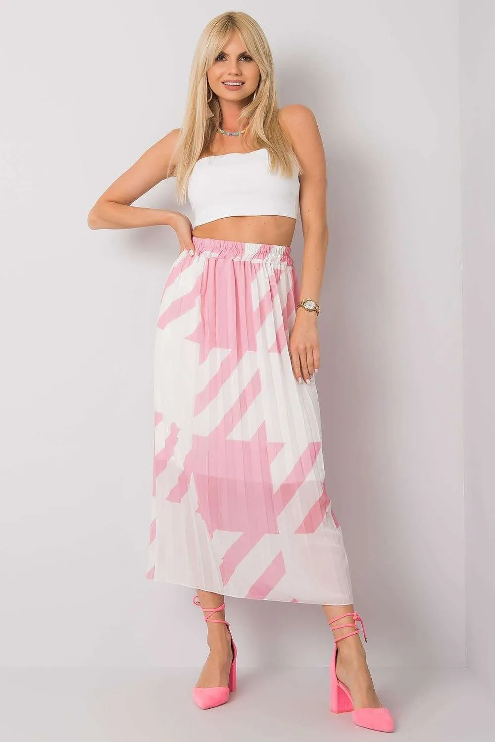 Italy Moda elastic waistband pleated skirt