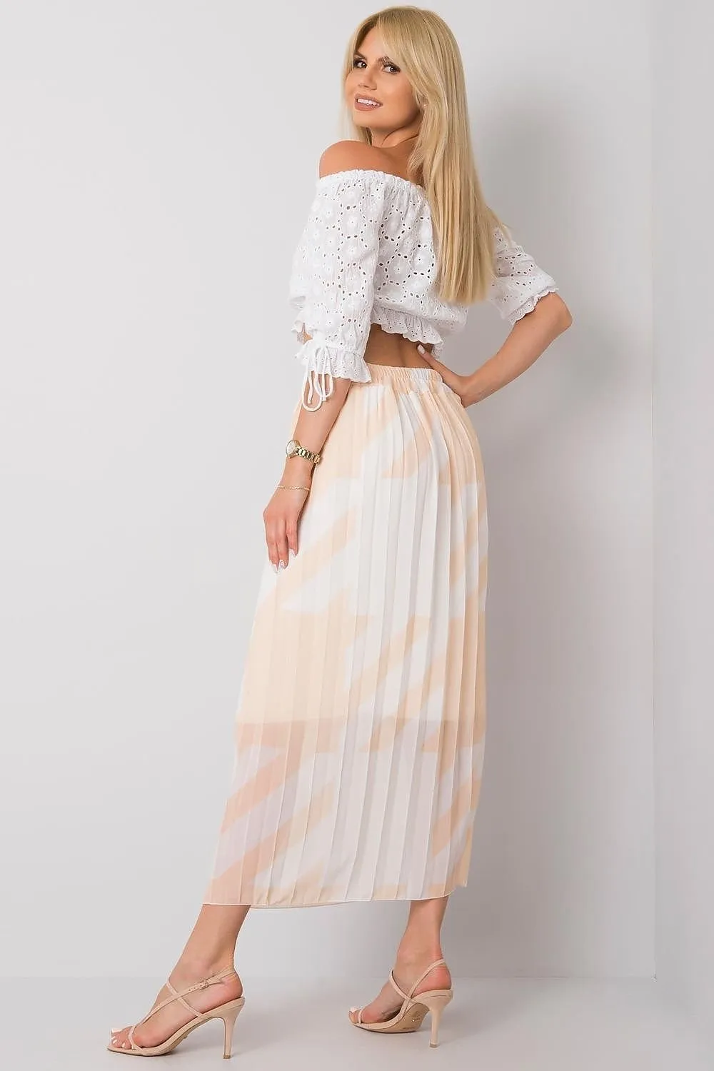 Italy Moda elastic waistband pleated skirt