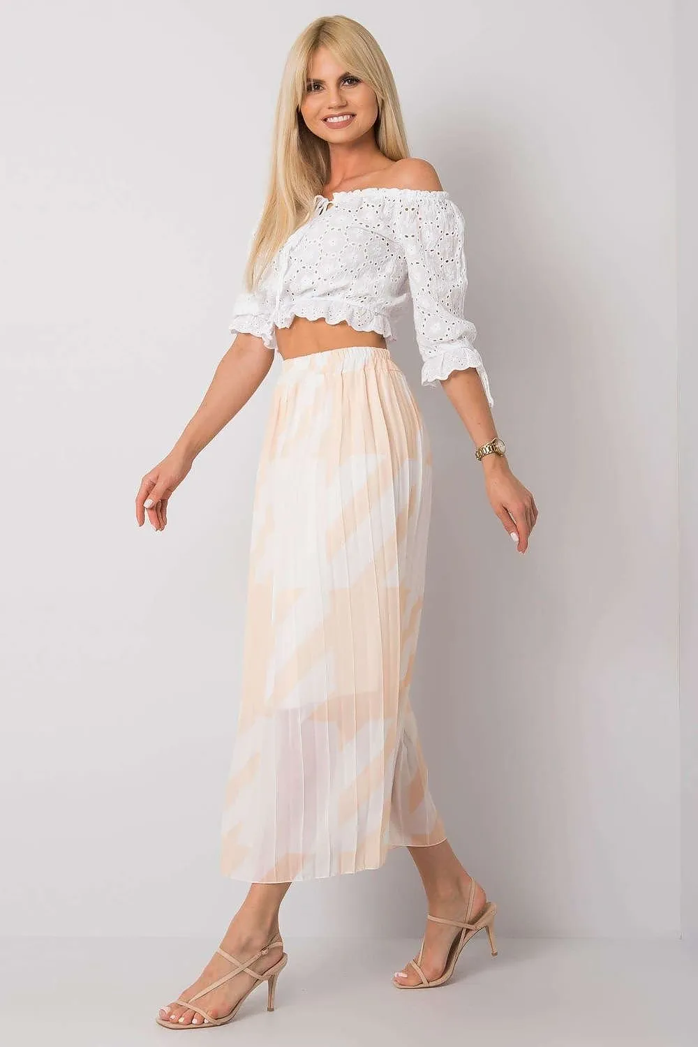 Italy Moda elastic waistband pleated skirt