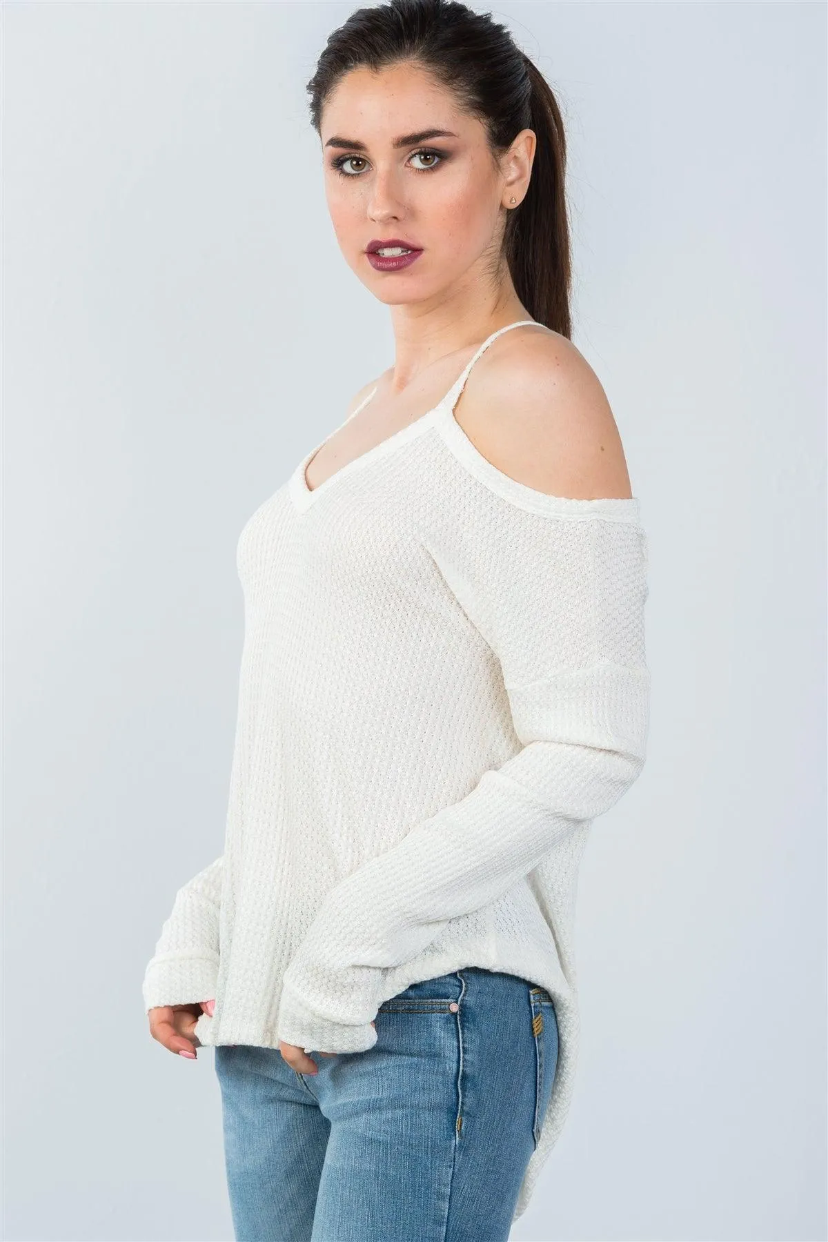 Ivory High Low Cold Shoulder Top /3-2-1