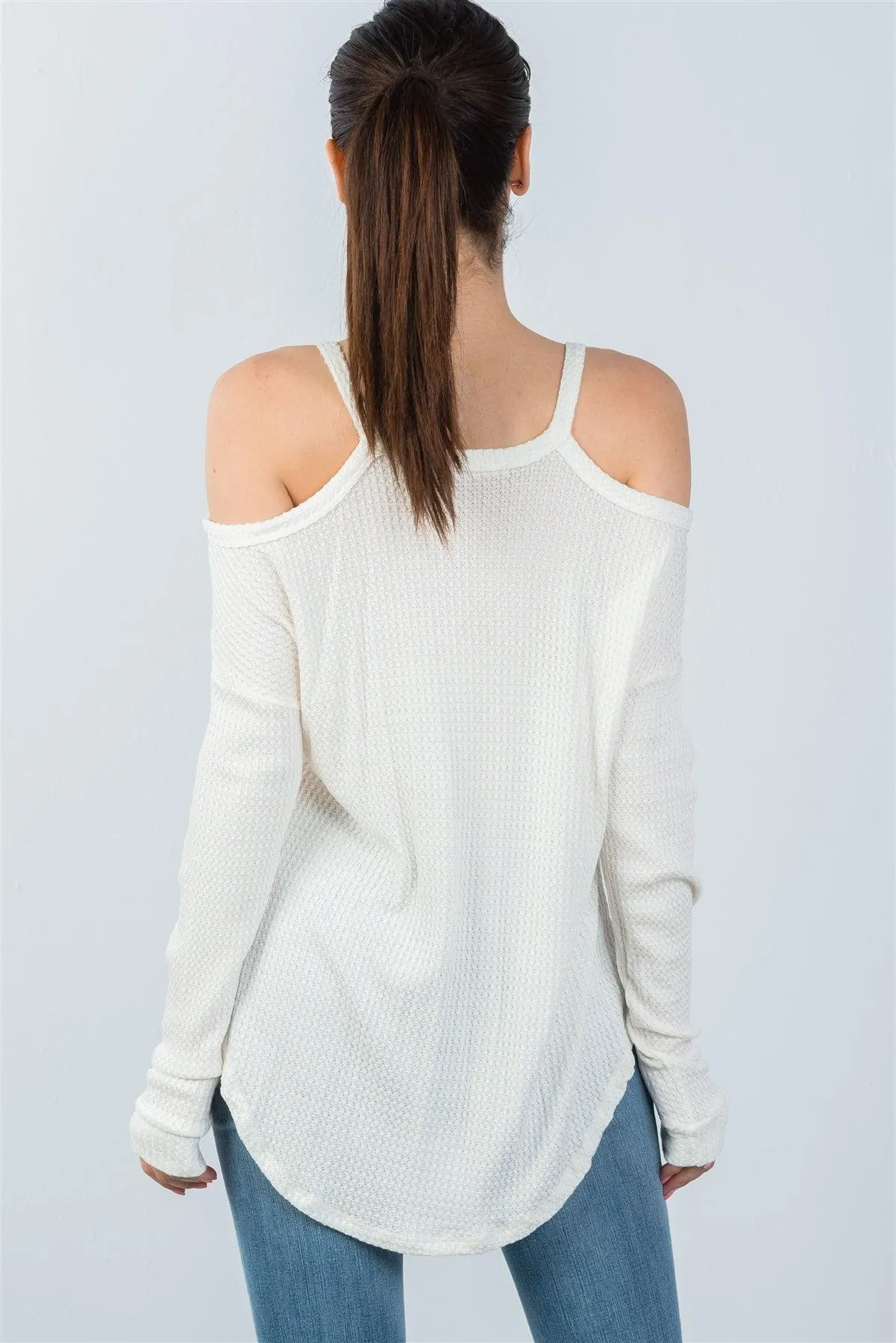 Ivory High Low Cold Shoulder Top /3-2-1