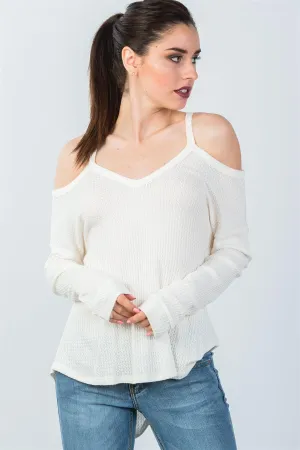 Ivory High Low Cold Shoulder Top /3-2-1