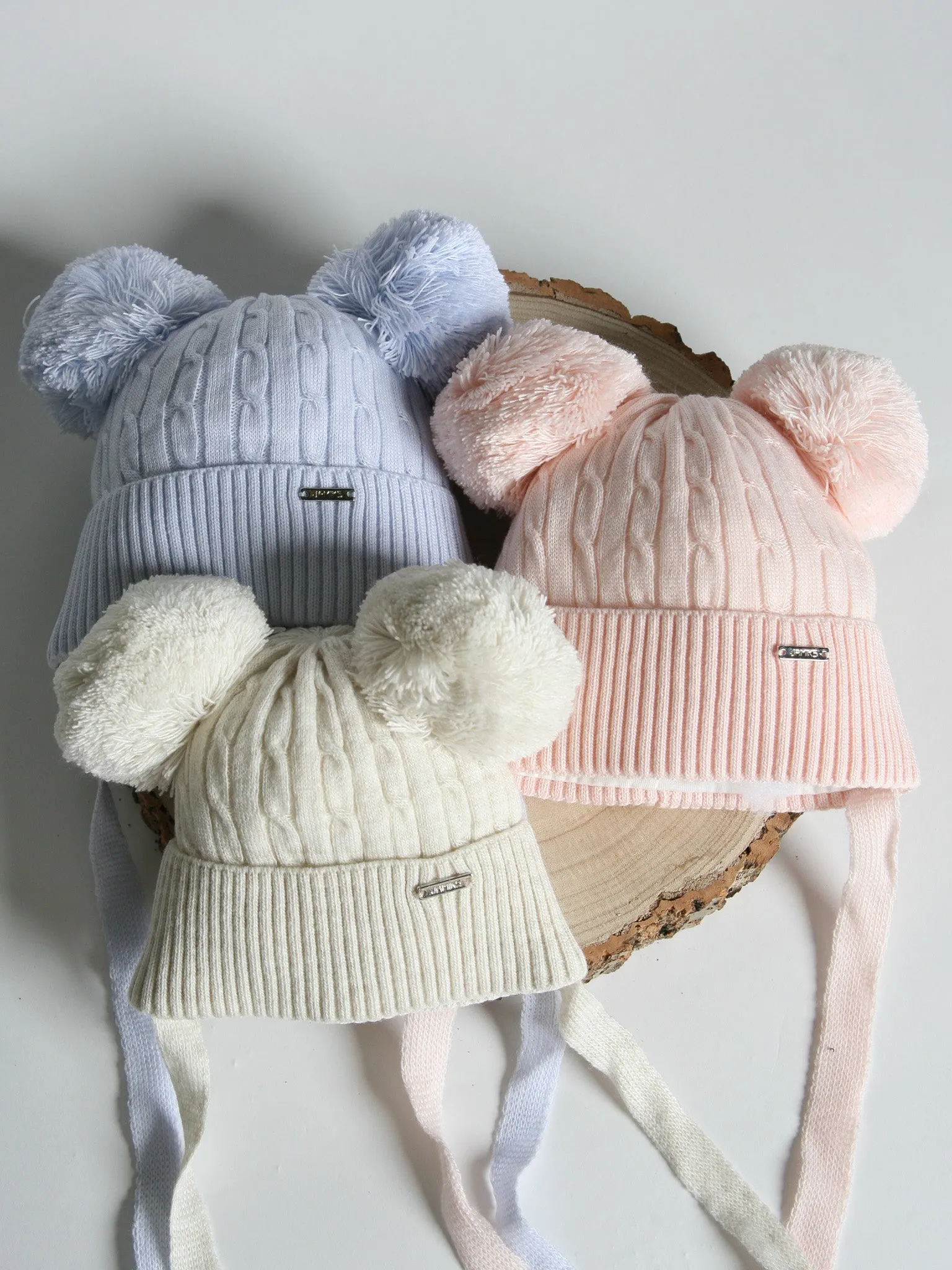 Jamiks Light Beige Double Pom Hat