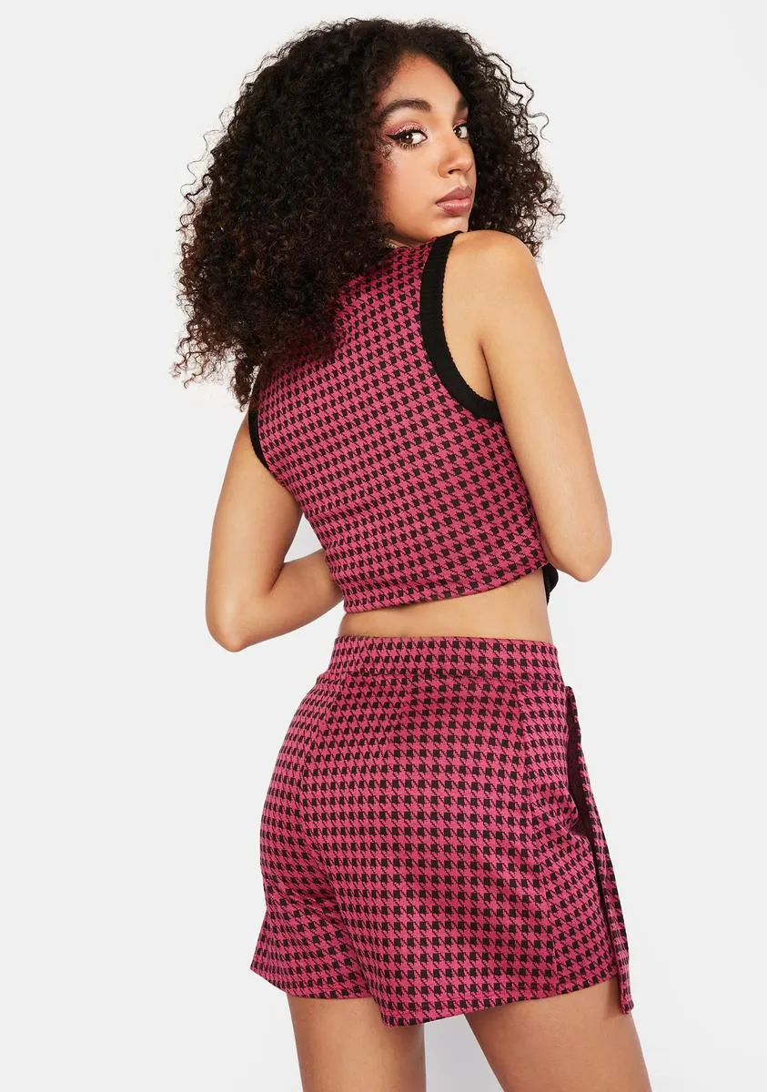 Knackered Houndstooth Pleated Skirt