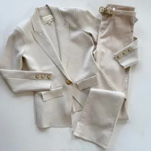 La80034 Ivory Knit Blazer