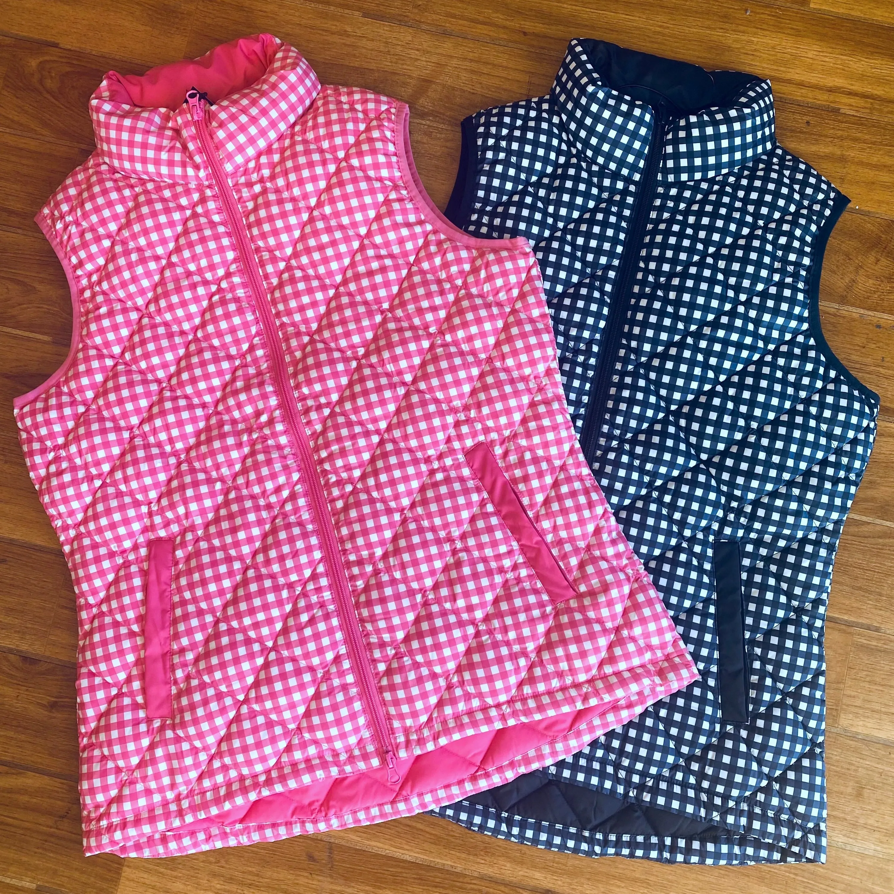 Ladies Fuchsia/White Gingham Vest