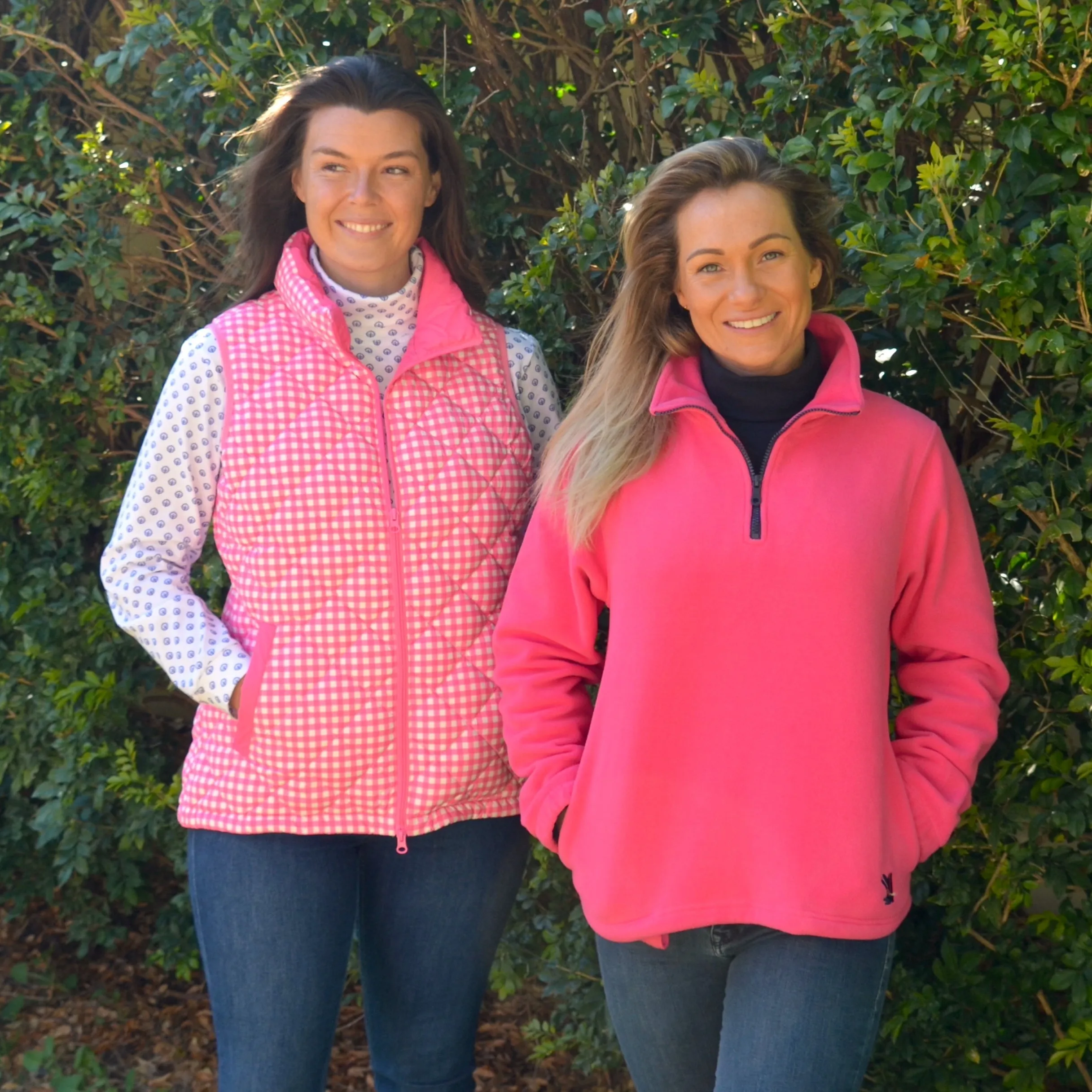 Ladies Fuchsia/White Gingham Vest