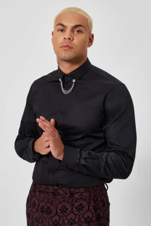 Leeson Slim Fit Black Cotton Shirt TT x AM - ARCHIVE