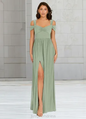 Lesly A-Line Pleated Luxe Knit Floor-Length Dress Agave HHP0022742