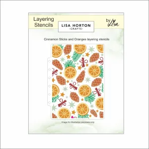 Lisa Horton Crafts Cinnamon Sticks and Oranges 5" x 7" Layering Stencils
