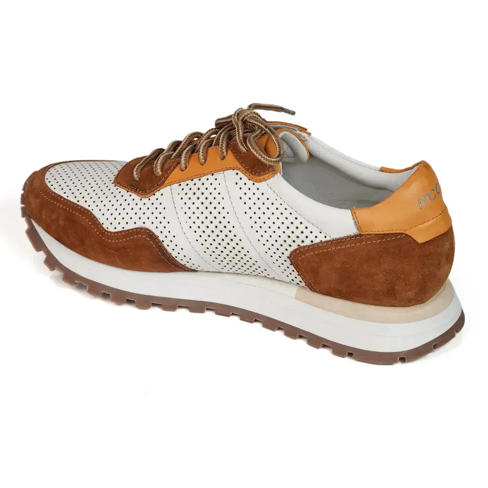 Mccoy Enzo- Leather Men's joggers Dark Tan, White, and Yellow