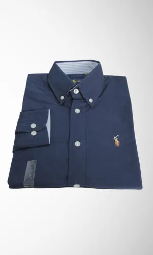Men Slim Fit Oxford Shirt -PRL (Dark Blue)