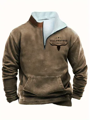 Men's Casual Vintage Style Quarter Zip Sweater | Ideal for Autumn/Winter