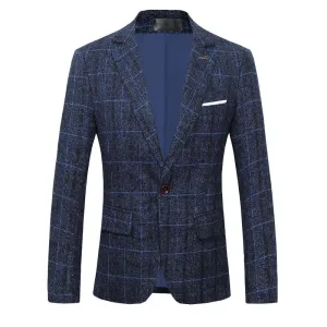 Men's Slim Fit Plaid Suit Coat