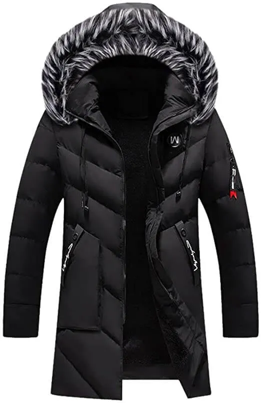 Men's Stylish Warm Hooded Winter Coat with Faux Fur and Fleece Lining | Ideal for Autumn/Winter