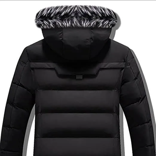 Men's Stylish Warm Hooded Winter Coat with Faux Fur and Fleece Lining | Ideal for Autumn/Winter