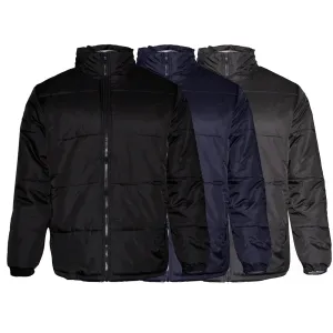 Mens Zipper Puffer Jacket Removable Hoodie Side Pockets Regular Fit